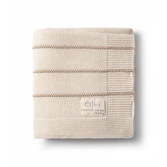 DOMANI HOME Bande Baby Blanket in Linen Size 32" x 36" - Picture 1 of 4